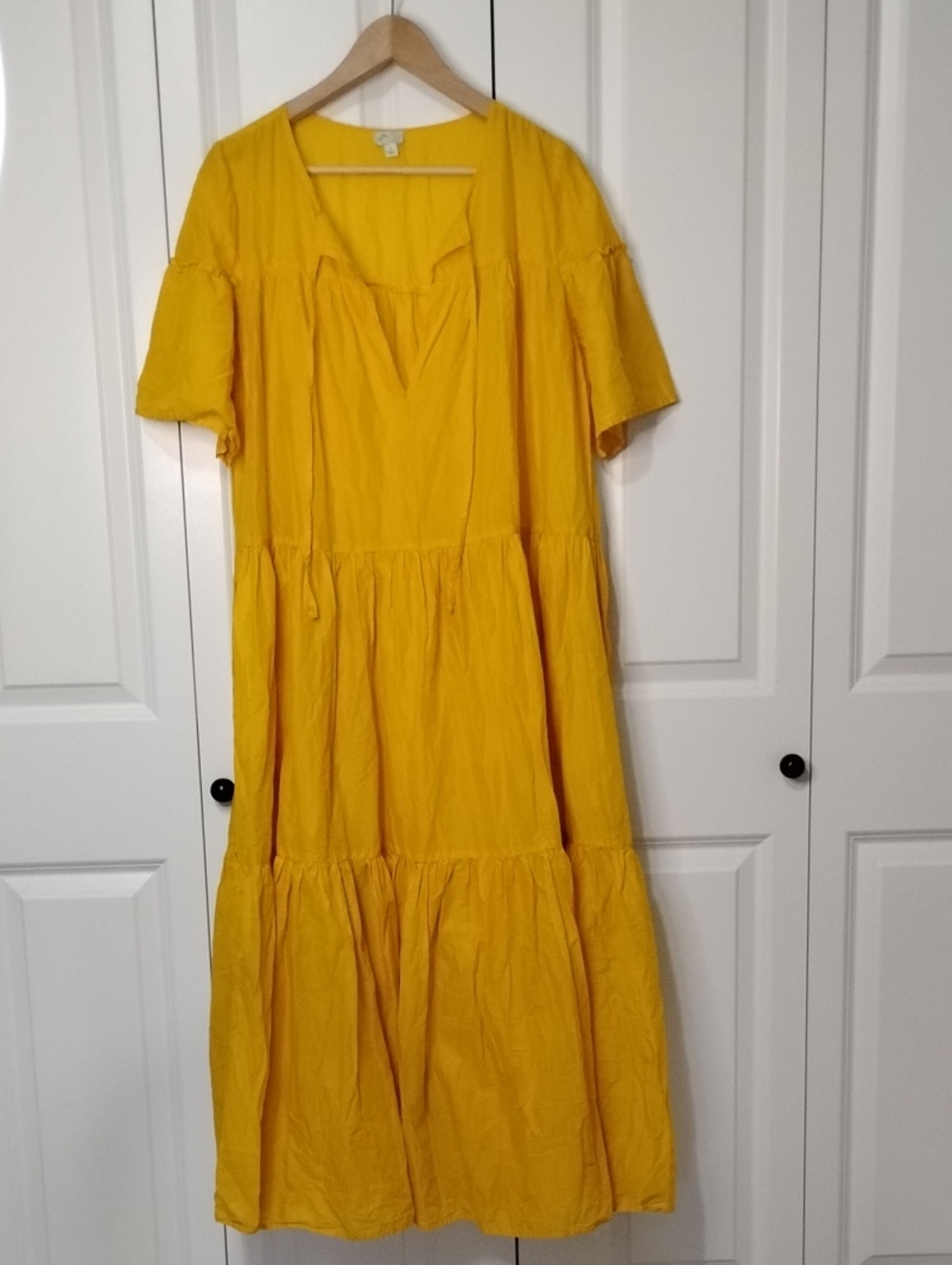J. Crew Bright Yellow Tiered Maxi Dress